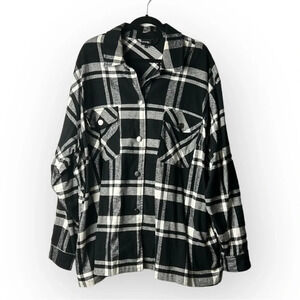 George Black and White Plaid Shacket  3x